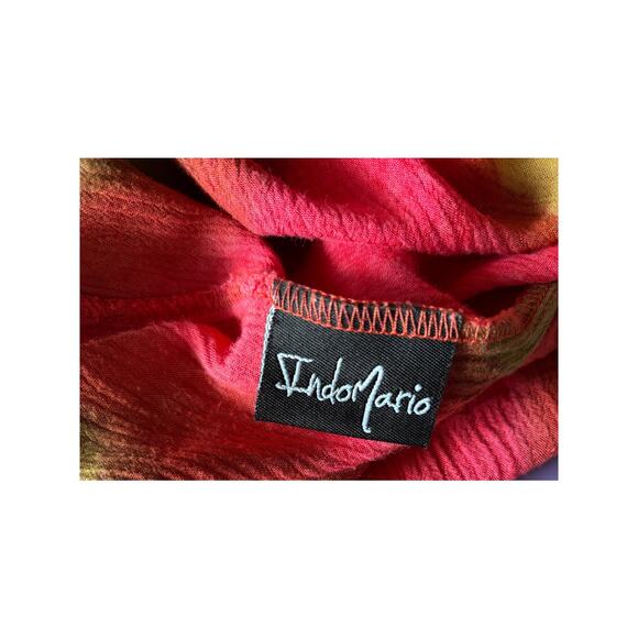 IndoMario Womens Abstract Geometric Blouse Dark Coral Brown Size S/M - Picture 5 of 6